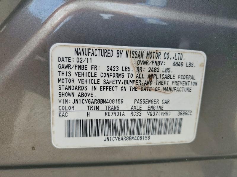 79798545 :رقم المزاد ، JN1CV6AR8BM408159 vin ، 2011 Infiniti G37 مزاد بيع