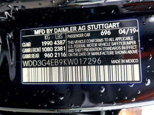 46308006 :رقم المزاد ، WDD3G4EB9KW017296 vin ، 2019 Mercedes-benz A مزاد بيع