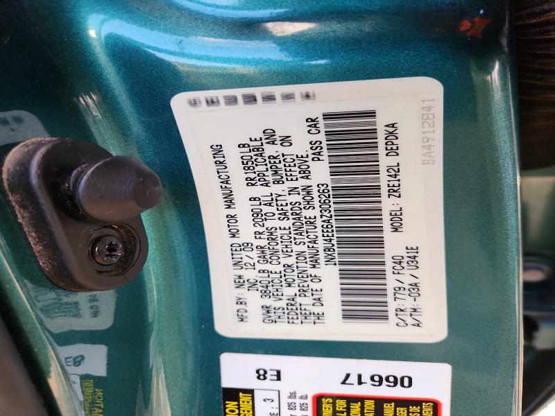 41638536 :رقم المزاد ، 1NXBU4EE6AZ306263 vin ، 2010 Toyota Corolla مزاد بيع