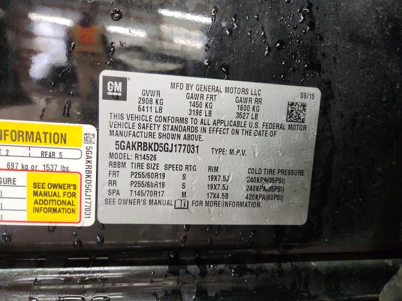 79395425 :رقم المزاد ، 5GAKRBKD5GJ177031 vin ، 2016 Buick Enclave مزاد بيع