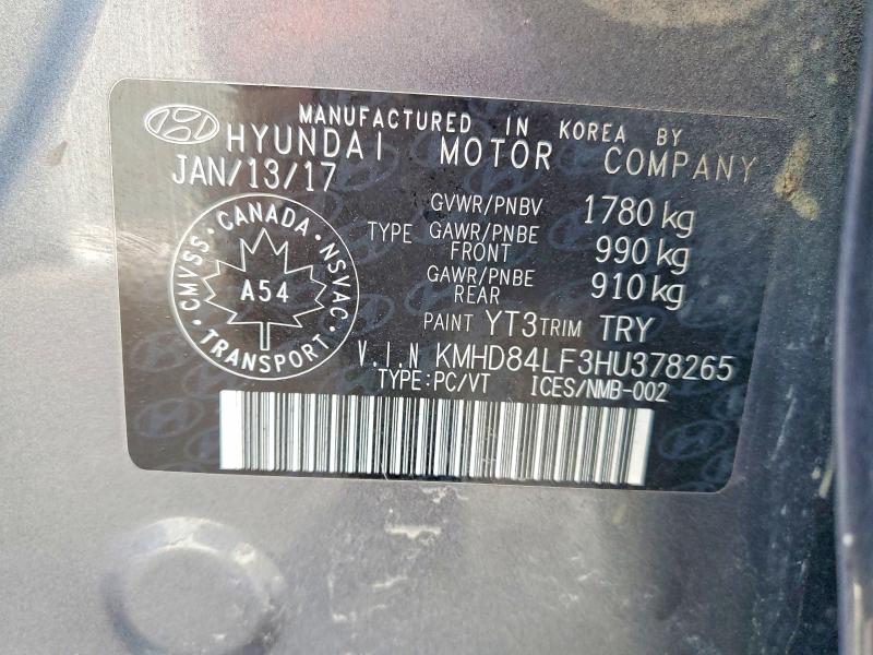 Продаж на аукціоні авто 2017 Hyundai Elantra, vin: KMHD84LF3HU378265, номер лоту: 79036785