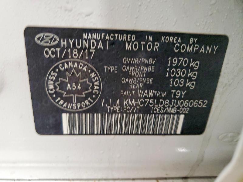 45452486 :رقم المزاد ، KMHC75LD8JU060652 vin ، 2018 Hyundai Ioniq مزاد بيع