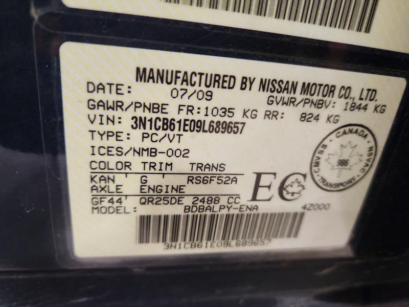 Продаж на аукціоні авто 2009 Nissan Sentra, vin: 3N1CB61E09L689657, номер лоту: 79416095