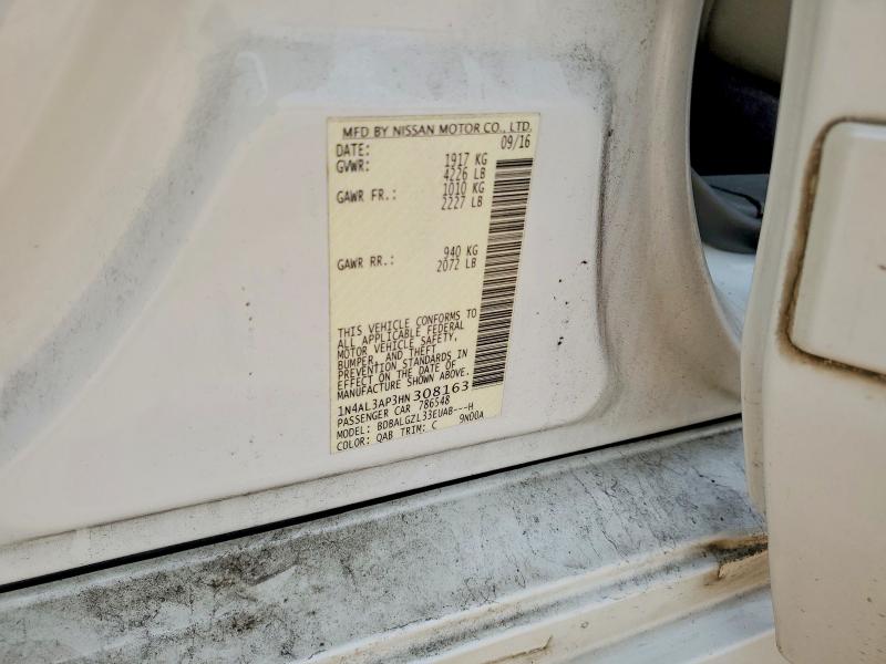 2017 Nissan Altima მანქანა იყიდება აუქციონზე, vin: 1N4AL3AP3HN308163, აუქციონის ნომერი: 46272886