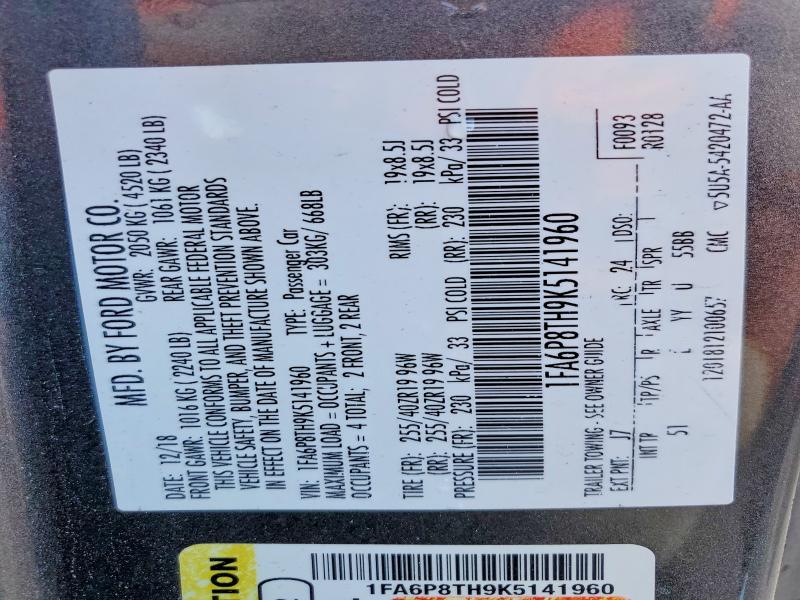Продажа на аукционе авто 2019 Ford Mustang, vin: 1FA6P8TH9K5141960, номер лота: 48160336