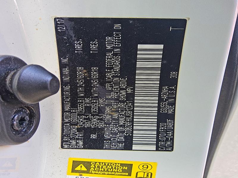Aukcja sprzedaży 2018 Toyota Highlander, vin: 5TDBZRFHXJS812341, numer aukcji: 45444046