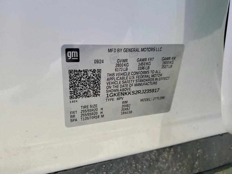 41916516 :رقم المزاد ، 1GKENKKS2RJ235917 vin ، 2024 Gmc Acadia مزاد بيع