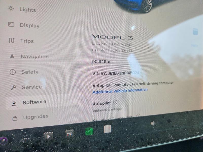 2022 Tesla Model 3 მანქანა იყიდება აუქციონზე, vin: 5YJ3E1EB3NF145024, აუქციონის ნომერი: 79073715