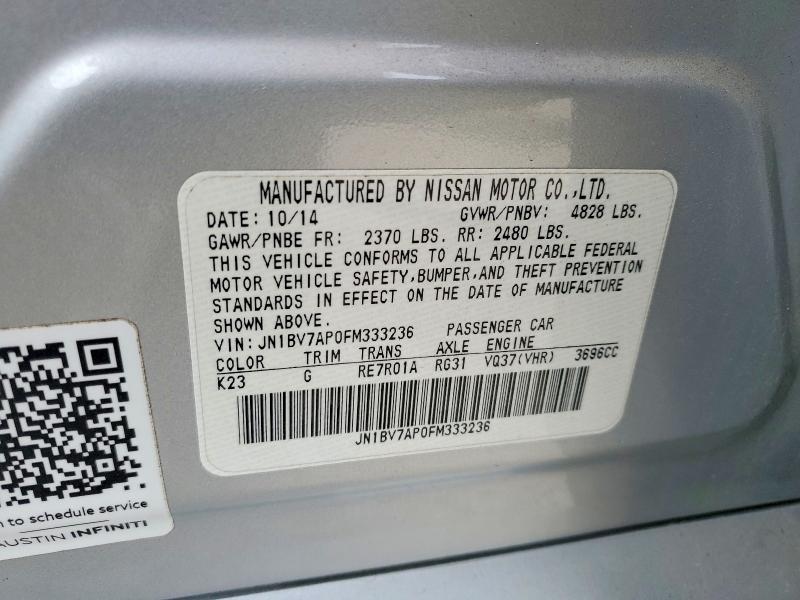 Aukcja sprzedaży 2015 Infiniti Q50, vin: JN1BV7AP0FM333236, numer aukcji: 45491756