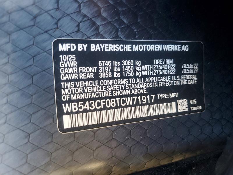 Продажа на аукционе авто 2026 Bmw Ix, vin: WB543CF08TCW71917, номер лота: 46010896