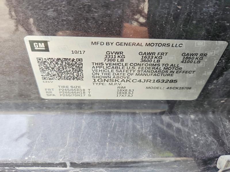 45914536 :رقم المزاد ، 1GNSKAKC4JR163285 vin ، 2018 Chevrolet Tahoe مزاد بيع