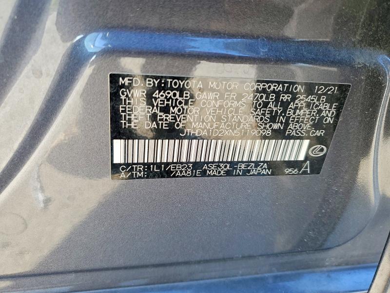 Продажа на аукционе авто 2022 Lexus Is 300, vin: JTHDA1D2XN5119098, номер лота: 46958086