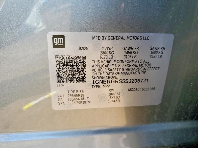 42001466 :رقم المزاد ، 1GNERGRS5SJ206721 vin ، 2025 Chevrolet Traverse مزاد بيع