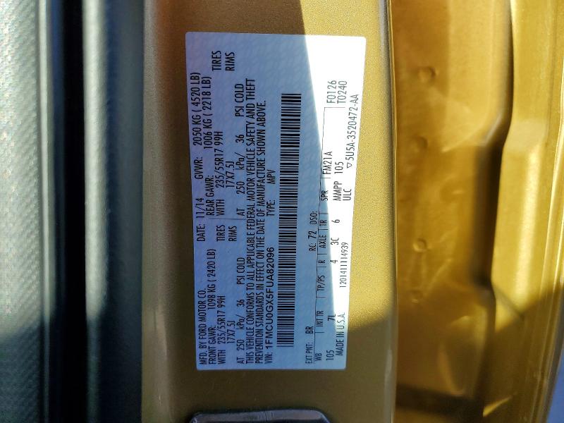 46059466 :رقم المزاد ، 1FMCU0GX5FUA82096 vin ، 2015 Ford Escape مزاد بيع