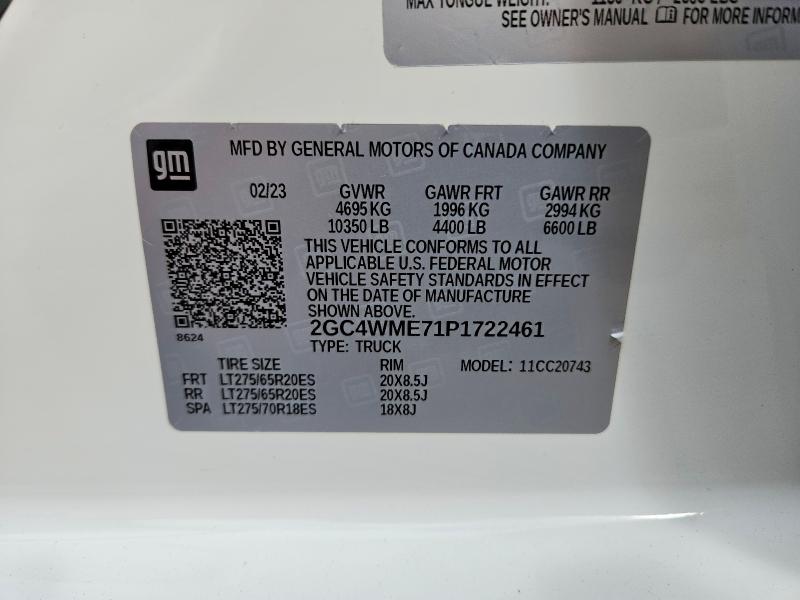 2023 Chevrolet Silverado მანქანა იყიდება აუქციონზე, vin: 2GC4WME71P1722461, აუქციონის ნომერი: 47606696