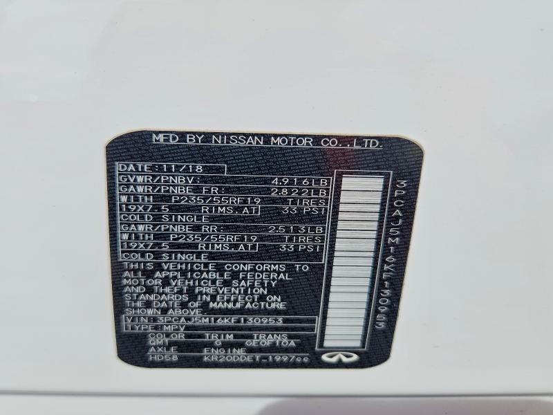 2019 Infiniti Qx50 მანქანა იყიდება აუქციონზე, vin: 3PCAJ5M16KF130953, აუქციონის ნომერი: 48281236