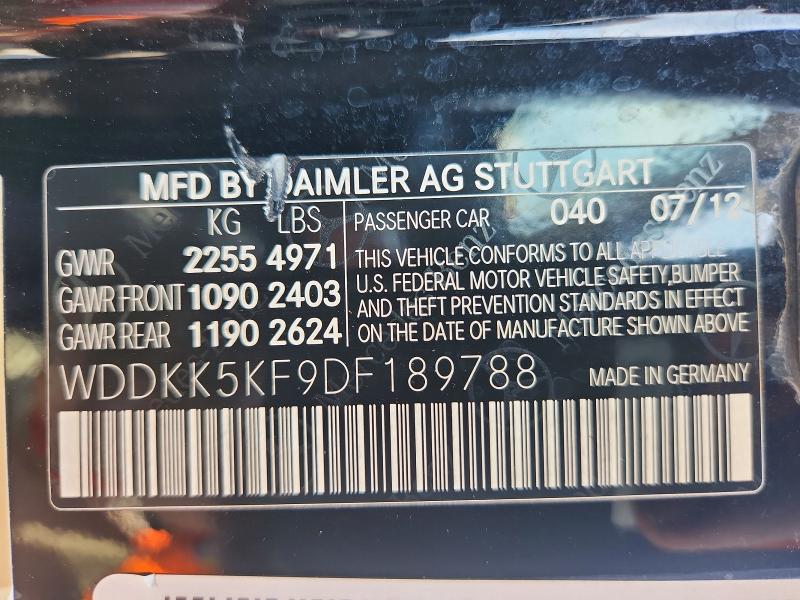 79452855 :رقم المزاد ، WDDKK5KF9DF189788 vin ، 2013 Mercedes Benz E مزاد بيع