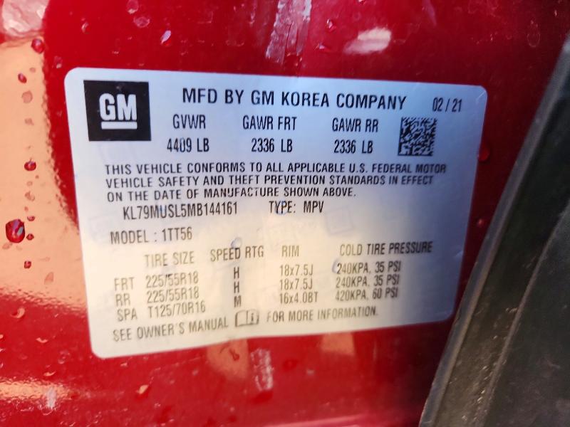 Aukcja sprzedaży 2021 Chevrolet Trailblazer, vin: KL79MUSL5MB144161, numer aukcji: 46064266