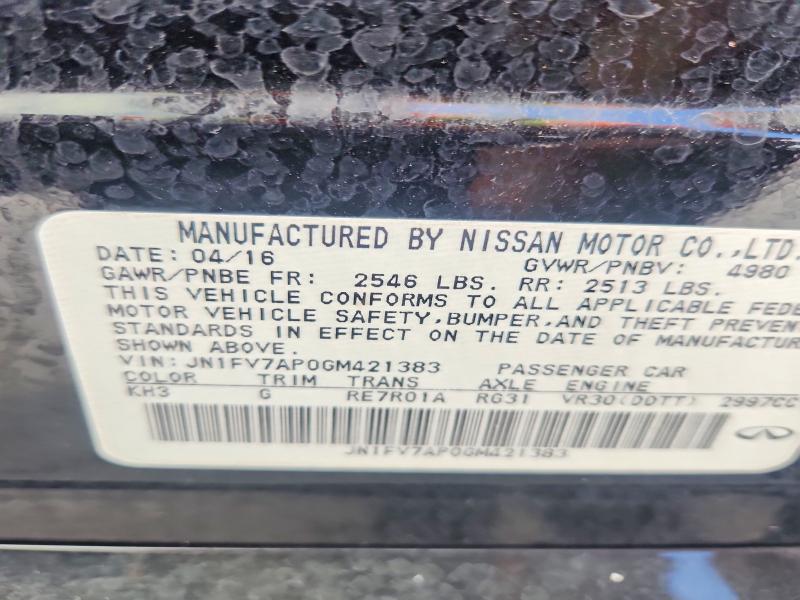 79556255 :رقم المزاد ، JN1FV7AP0GM421383 vin ، 2016 Infiniti Q50 مزاد بيع