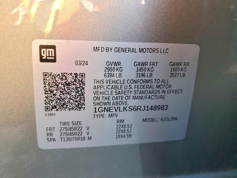 Aukcja sprzedaży 2024 Chevrolet Traverse, vin: 1GNEVLKS6RJ148983, numer aukcji: 46045246