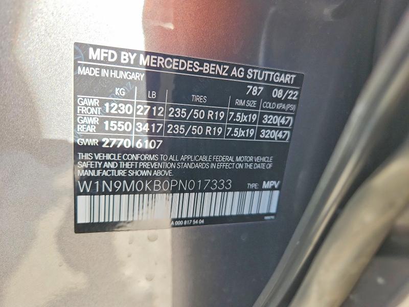 Продажа на аукционе авто 2023 Mercedes-benz Eqb, vin: W1N9M0KB0PN017333, номер лота: 46112686