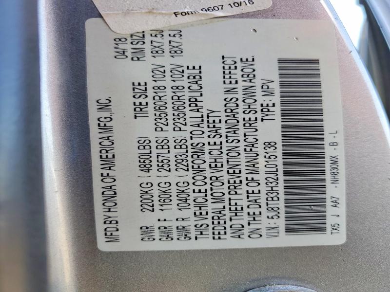 Продажа на аукционе авто 2018 Acura Rdx, vin: 5J8TB3H32JL015138, номер лота: 45772416