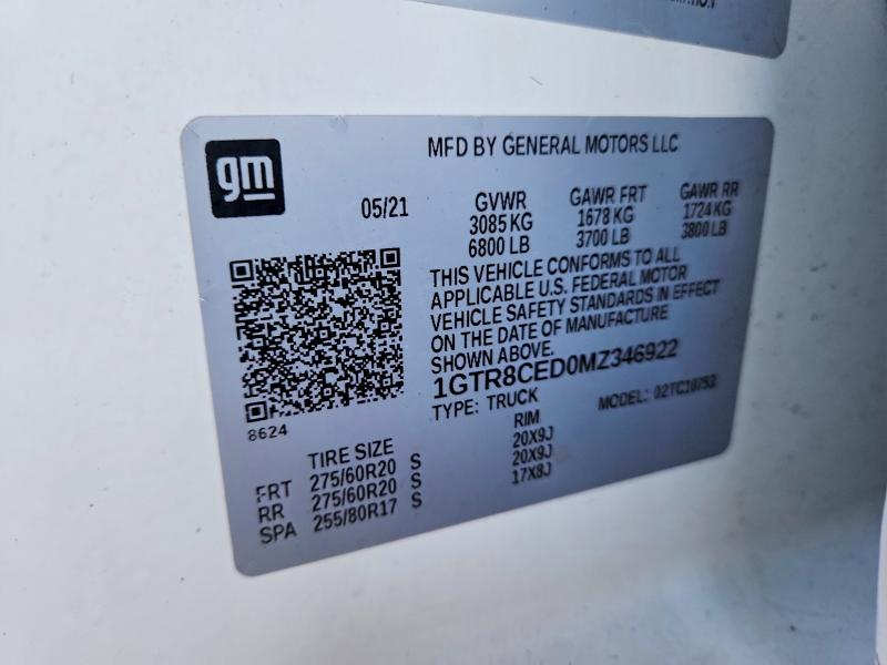 Продажа на аукционе авто 2021 Gmc Sierra, vin: 1GTR8CED0MZ346922, номер лота: 47930316