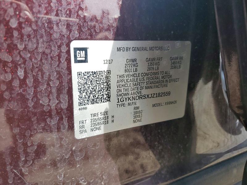 48322196 :رقم المزاد ، 1GYKNDRSXJZ182559 vin ، 2018 Cadillac Xt5 مزاد بيع
