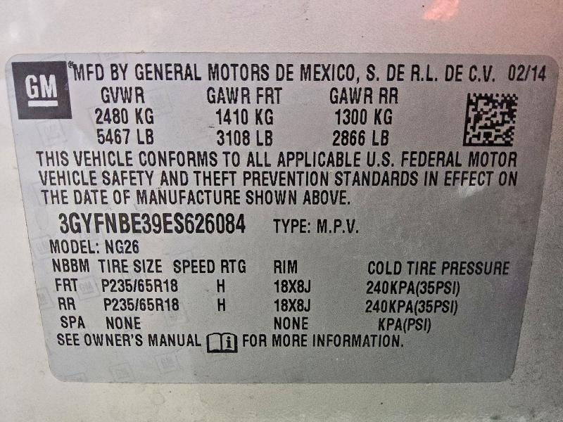 Aukcja sprzedaży 2014 Cadillac Srx, vin: 3GYFNBE39ES626084, numer aukcji: 46363486