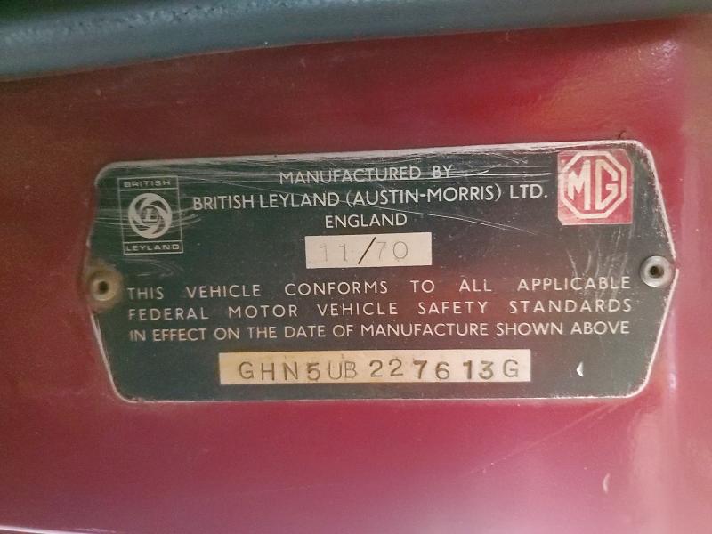 79612035 :رقم المزاد ، GHN5UB227613G vin ، 1971 Mg B مزاد بيع