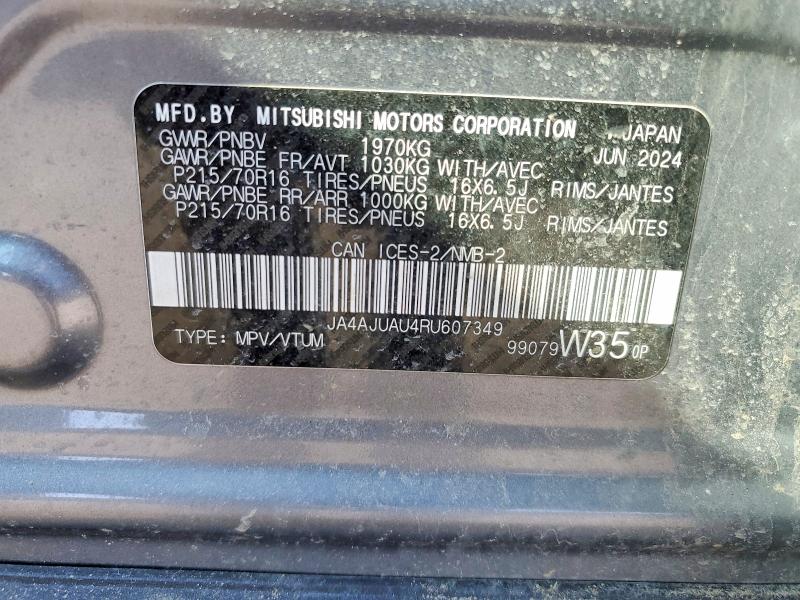 41612106 :رقم المزاد ، JA4AJUAU4RU607349 vin ، 2024 Mitsubishi Rvr مزاد بيع