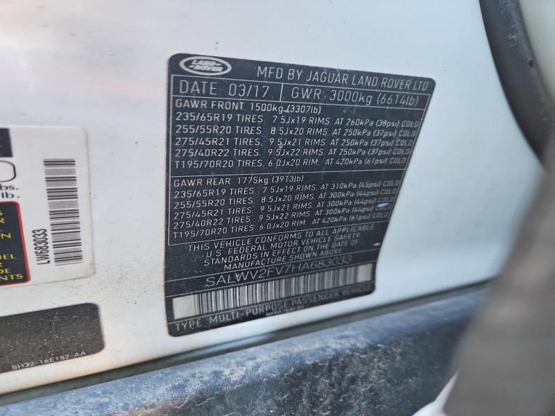 Продажа на аукционе авто 2017 Land Rover Range Rover Sport, vin: SALWV2FV7HA683033, номер лота: 47657386
