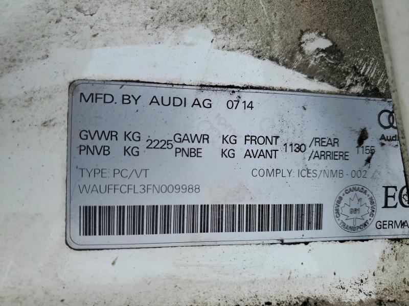 2015 Audi A4 მანქანა იყიდება აუქციონზე, vin: WAUFFCFL3FN009988, აუქციონის ნომერი: 47350846