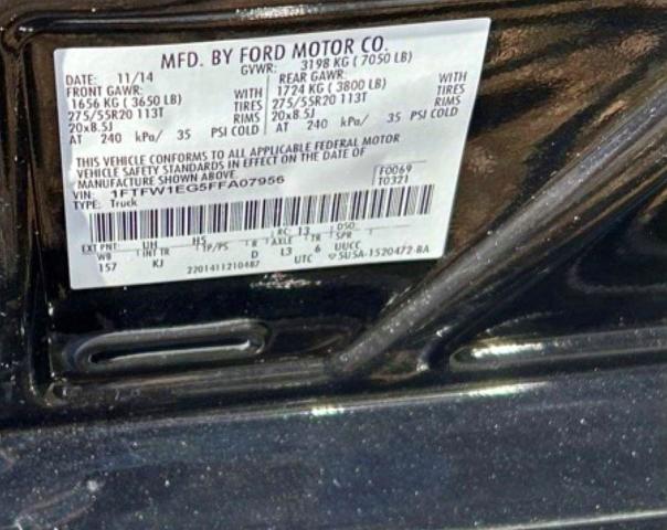 Aukcja sprzedaży 2015 Ford F150, vin: 1FTFW1EG5FFA07956, numer aukcji: 45881846