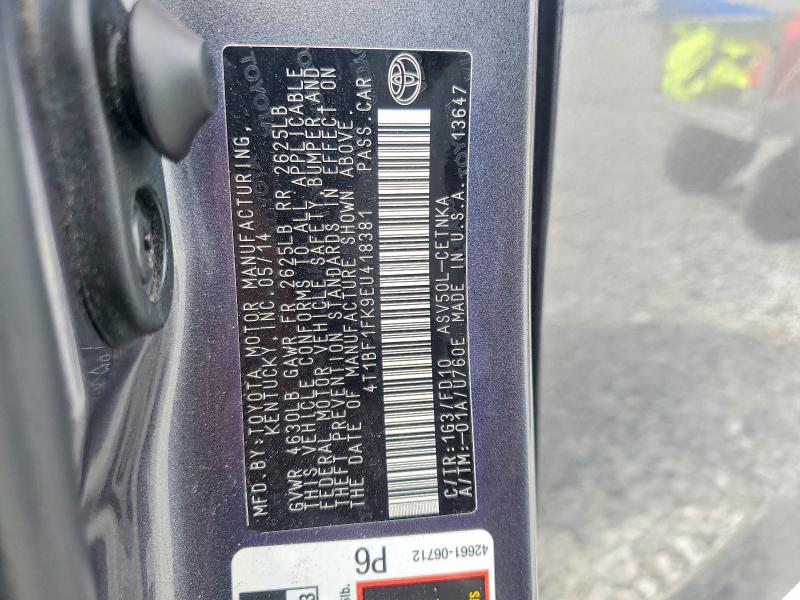 42020886 :رقم المزاد ، 4T1BF1FK9EU418381 vin ، 2014 Toyota Camry مزاد بيع
