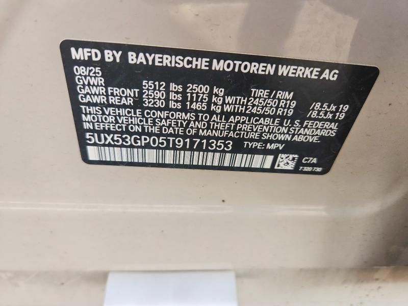 Продаж на аукціоні авто 2026 Bmw X3, vin: 5UX53GP05T9171353, номер лоту: 48115246