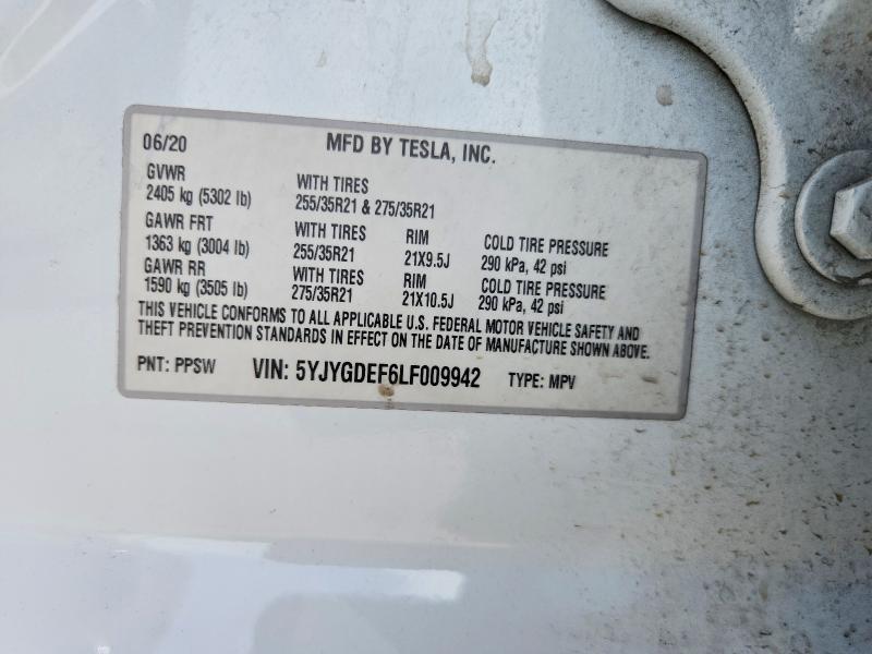 46562366 :رقم المزاد ، 5YJYGDEF6LF009942 vin ، 2020 Tesla Model Y مزاد بيع