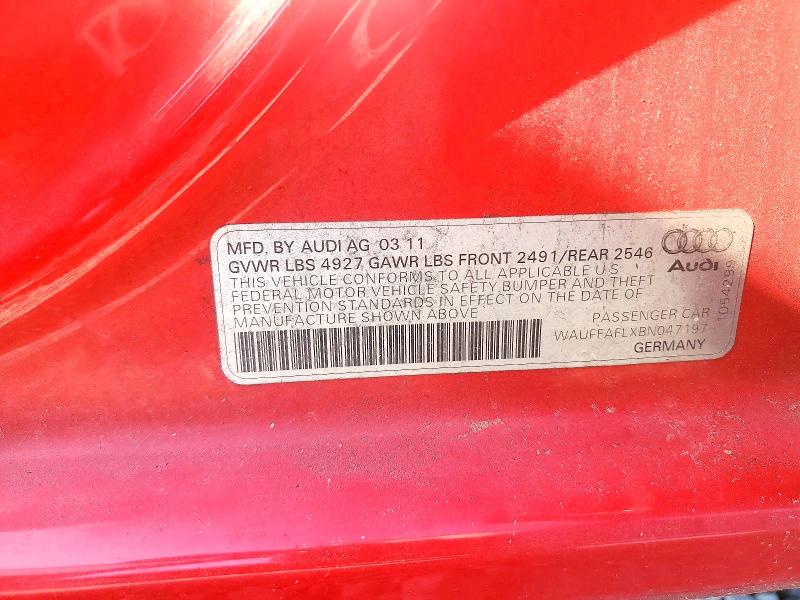 47135336 :رقم المزاد ، WAUFFAFLXBN047197 vin ، 2011 Audi A4 مزاد بيع