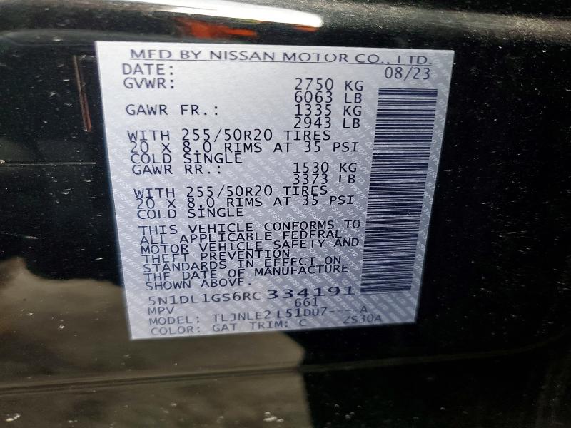 79645975 :رقم المزاد ، 5N1DL1GS6RC334191 vin ، 2024 Infiniti Qx60 مزاد بيع