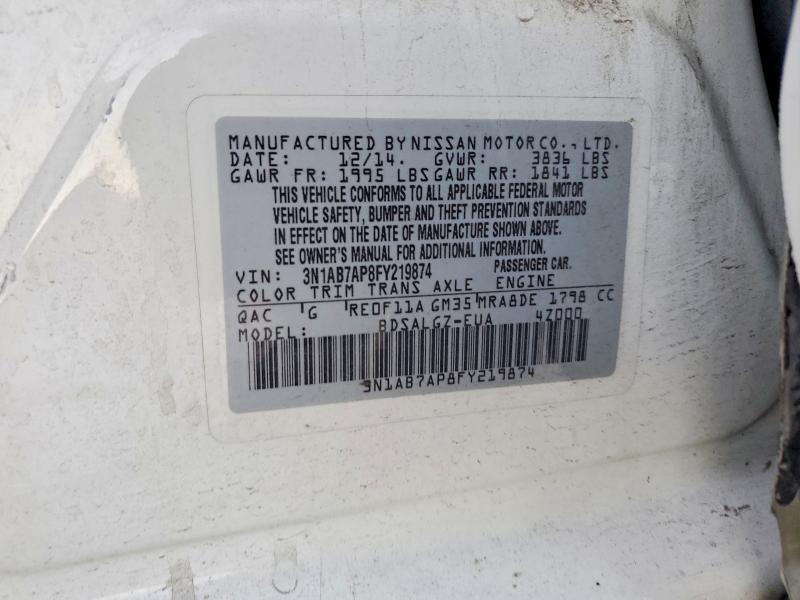47568306 :رقم المزاد ، 3N1AB7AP8FY219874 vin ، 2015 Nissan Sentra مزاد بيع