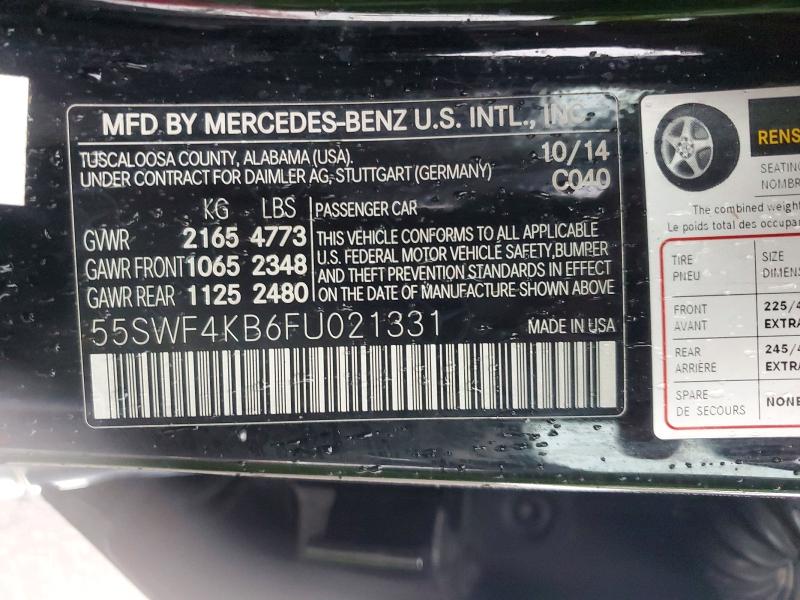 Продажа на аукционе авто 2015 Mercedes-benz C, vin: 55SWF4KB6FU021331, номер лота: 79208985