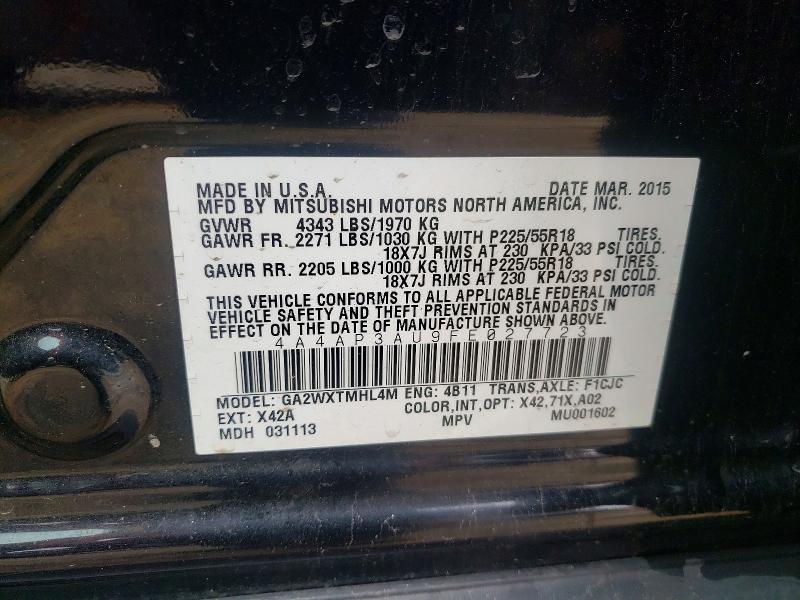 46319816 :رقم المزاد ، 4A4AP3AU9FE027723 vin ، 2015 Mitsubishi Outlander Sport مزاد بيع