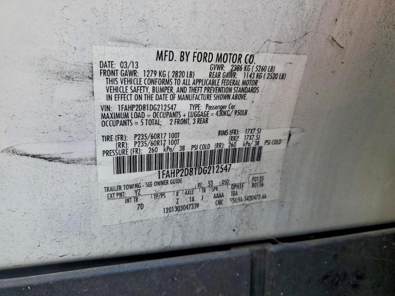 45698996 :رقم المزاد ، 1FAHP2D81DG212547 vin ، 2013 Ford Taurus مزاد بيع