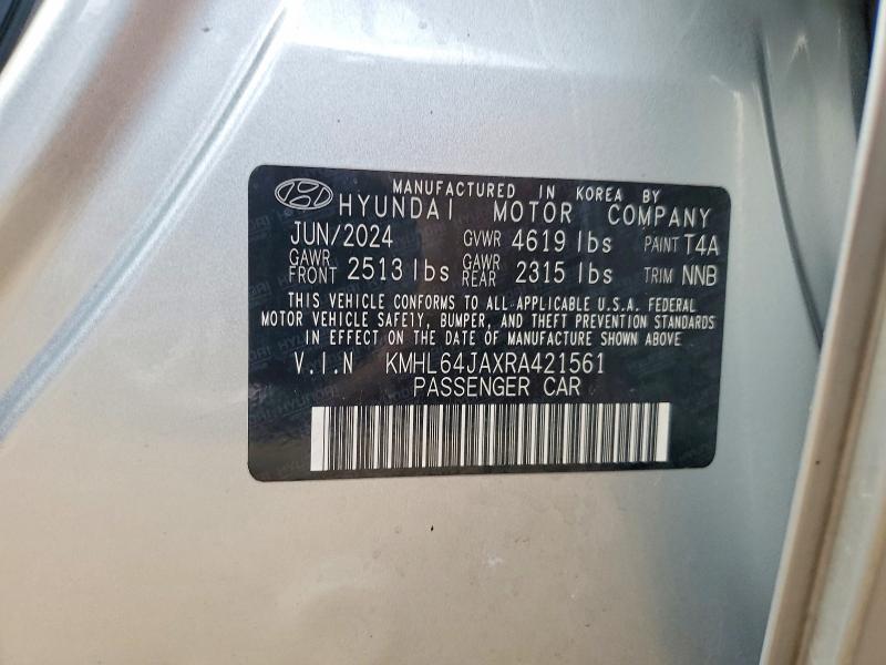 47790676 :رقم المزاد ، KMHL64JAXRA421561 vin ، 2024 Hyundai Sonata مزاد بيع