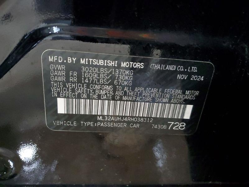 Продаж на аукціоні авто 2024 Mitsubishi Mirage, vin: ML32AUHJ4RH038312, номер лоту: 46922826