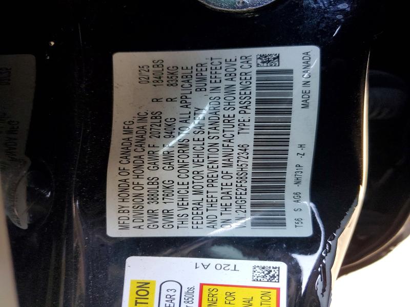 Продажа на аукционе авто 2025 Honda Civic, vin: 2HGFE2F58SH572346, номер лота: 47025586