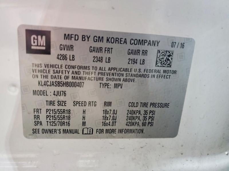 Продаж на аукціоні авто 2017 Buick Encore, vin: KL4CJASB5HB000407, номер лоту: 79415865