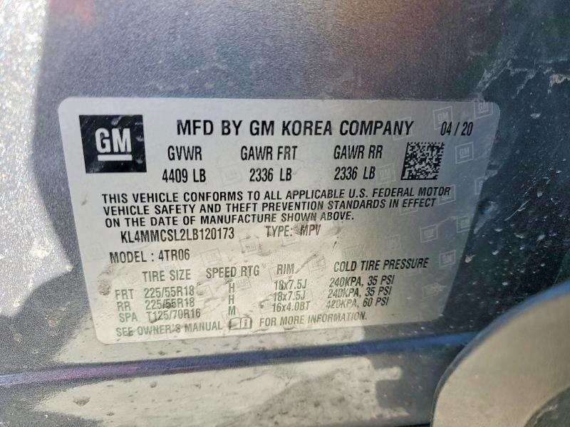 2020 Buick Encore Gx მანქანა იყიდება აუქციონზე, vin: KL4MMCSL2LB120173, აუქციონის ნომერი: 47081496