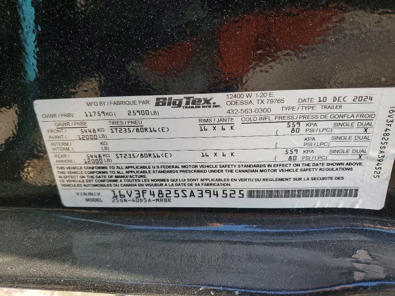 Продаж на аукціоні авто 2025 Big Tex Big Tex, vin: 16V3F4825SA394525, номер лоту: 47479416