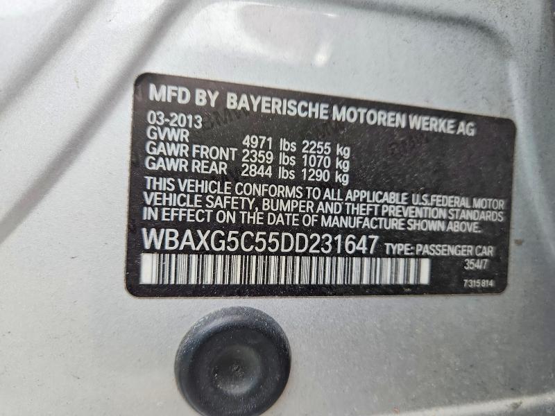 45638516 :رقم المزاد ، WBAXG5C55DD231647 vin ، 2013 Bmw 528 مزاد بيع